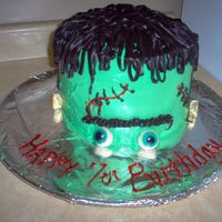Franken-Peek To look like the top of Frankenstiens head. used 4-9" cake layers, decorated with gummy eyeballs found in the halloween section at...