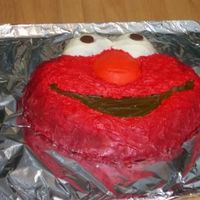 Elmo Cake My daughter's 2nd cake (part 1) I ran out of red icing/coloring half way hence the 2 shades of red