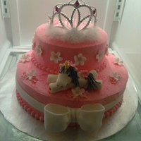 Unicorn/tiara Cake My daughter wanted a unicorn/tiara/rainbow/pink cake so that is what she got for her 4th birthday! I just used funfeti cake mix for the &...
