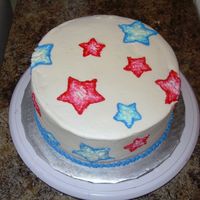 America Cake! My first time trying brush embroidery. Yellow cake with vanilla BC, chocolate pudding filling. TFL!