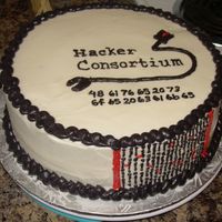 Computer Cake I made this for my BF and his associates. The numbers underneath the group's logo is computer code for "Have some cake". I...