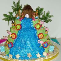 Hula Waterfall Cake My daughter wanted a Hula theme for her 6th birthday and wanted a waterfall cake. Got several ideas from this site & others for this...