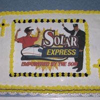 Vacation Bible Camp Cake I made this today for the closing ceremony tonight at VBS. It is a vanilla cake with BC frosting with an edible image from a theme poster...