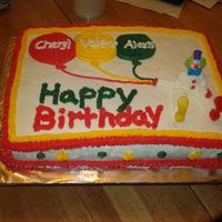 Birthday Cake This is a chocolate cake with bc icing. I did this for a friend. It was her birthday and her sister and neice all the same day. I was happy...