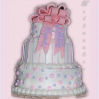 Mini 3 Tier For Birthday This is a 4 inch 3 in and 2 inch with BC and Fondant bow.