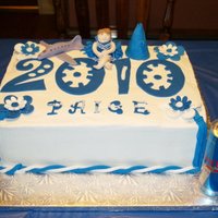 Paige All Grown Up This is a cake for my niece, it was 2 sheets one blue and one white. torted and alternated, school colors where blue and white.