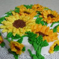 Sunflower Cake All buttercream. Thanks to Peggy Weaver for the inspiration! I'm new at this but I just keep practicing!