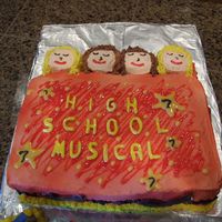 High School Musical Sleepover My daughter's first sleep over birthday. Her three closest friends are sleeping in an HSM sleeping bag. The heads actually looked like...