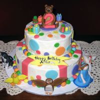 Little Bear Birthday Cake This was for a little girl turning 2. Yellow cake with buttercream icing. Little Bear and friends are fondant. All other decorations are...