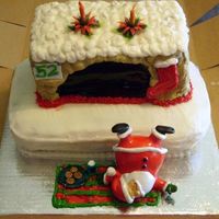 Christmas Eve 52Nd Birthday Cake Amaretto chocolate cake in top and bottom tier. Top tier is torted and filled with peppermint white chocolate ganache. Bottom tier is...