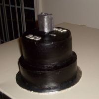 Weight Bar Birthday Cake chocolate butter cake with dark chocolate ganche. Frosted with deep black chocolate buttercreme with molded chocolate letters painted with...