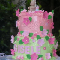 Classic Pooh And Piglet 1St Birthday Cake 1st Birthday cake for my baby girl. Both tiers are chocolate mud cake and filled with ganache and raspberry IMBC and covered in IMBC. It...