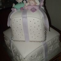 Can't Wait To Open Our Gifts... This was my first wedding cake......two 7 inch cakes stacked on two 12 inch cakes, tried to make the cakes look like gifts. Used Fondx to...