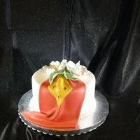 Red Drape& Flowers Made this dummy cake as a display for My Fondant & Gumpaste class as an incentive that they too can do cakes that look as good as their...