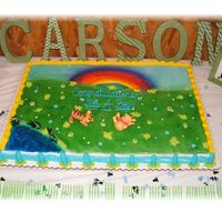 Baby Pooh And Tigger This is a full sheet with buttercream icing and flower sprinkles. The pond is piping gel I colored blue and frog pics beside it. Thanks for...