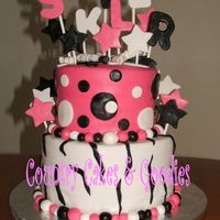 Dots And Zebra Print This is a 6" and a 8" layered cake covered in fondant with fondant accents. Thanks for looking!