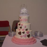 Heart Wedding This is only our 2nd wedding cake. Hearts & initials are gumpaste, everything else is buttercream.