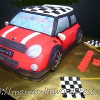 Mini Cooper My first car cake. It was a challenge and I loved it! Decorated with fondant