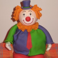 Clown 2 cupcakes make up the clowns body, Fondant decorations