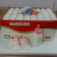 Box Of Diapers. I seen this cake here on CC. Thanks to all that have shared.I put fondant panels on each side of the 9x13 double laver cake and decorated...