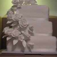 Steph_Wedding1.jpg My VERY first wedding cake.Square cakes covered in fondant.Paper flowers.(Bride supplied)