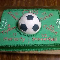 Chs Soccer Team Seniors This is a cake I made for the Connersville High School Soccer Team Seniors. The sheet cake was 1/2 yellow and 1/2 chocolate and the soccer...