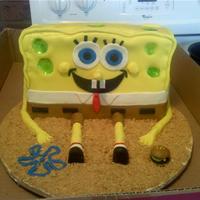 Spongebob Yellow cake with buttercreme covered in fondant with fondant accents