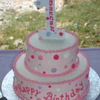 1St Birthday two-tiered, iced in BC, gumpaste accent