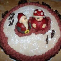 Merry X-Mas My friend came to visit, and i did this cake for them. "snow" marzipan and sugar, santa and he's wife are marzipan. Seem&#...
