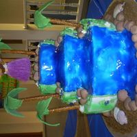 Luau/waterfall Cake This was a birthday cake for my pastor's wife for a luau themed party