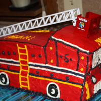 Fire Truck Cake Fire truck cake I made for my son's 5th birthday. All BC icing.