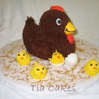Mommy Hen With Her Chicks I made this cake for my mom for Mother's Day. The four chicks are her kids. : ) The hen is made with the Wilton Ducky pan. The chicks...