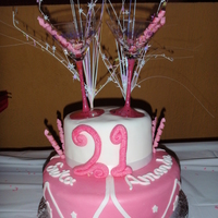 Twins 21St Birthday Cake Did this one for twins 21st. One tier chocolate and the other vanilla, covered in fondant.