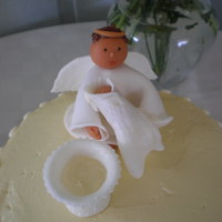 Cake For A Baptism First time at a 2 tier buttercream cake. Figurines make out of fondant.