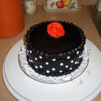 Black Polka Dot Cake Buttercream cake for my Father in Laws birthday. The color of the frosting is made with dark chocolate cocoa powder....no dyes!! I made the...