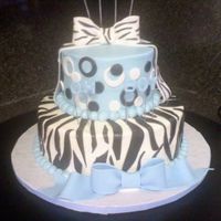Baby Boy! Chocolate cake, chocolate ganache filling, and buttercream icing. Fondant decorations. Thanks CC!!