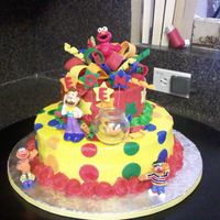 Sesame Street Cake buttercream with fondant decorations. store bought characters.