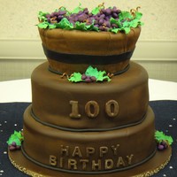 100Th Birthday My first attempt at 3 tiers, made for my husband's grandpa's 100th birthday. 14", 12" and 10" carved cake. White...