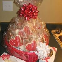 Valentine Cookie Basket Cookie basket that I donated for a drawing at work. Employees bought $5 tickets and if their name was drawn, they could win 1 of 4 baskets...