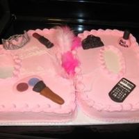 Diva Style Cake for a 10 yr old girl. Lipstick, nail polish, mini bag, makeup brush, makeup, cell phone are all fondant. My Mom and Pops thought the...