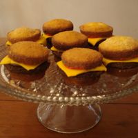 Cheeseburger Cupcakes cheeseburger cupcakes made from vanilla cupcakes, chocolate cookies, fondant, and buttercream.