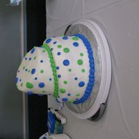 Green And Blue Topsy Turvy Cake My 2nd Topsy Turvy cake for my niece's 7th birthday party. It was yellow cake with french vanilla pudding added, and all buttercream...