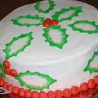 Holly Leaves And Berries First try with brush embroidery. This is a 9-inch cake with all buttercream. I used a cookie cutter so the leaves would all be uniform....