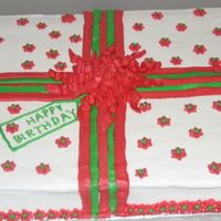 Christmas Birthday Cake 12x18 half chocolate, half french vanilla. My neighbor turned 91 and asked for a birthday cake with Christmas colors. This was inspired by...