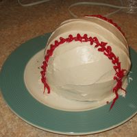 Baseball Cake Carrot Cake, Cream Cheese Frosting, Red buttercream for stitching