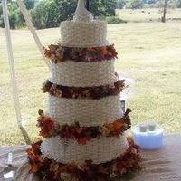 Fall Wedding Cake This was the first wedding cake I have ever done. I did it for my sister's wedding using the wilton tall tiers stand. It is done in...