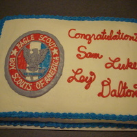 Eagle Scout Award Cake Celebration of 4 Boy Scouts making it to Eagle Scout. Eagle Scout Emblem