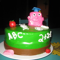 Abc did a quick and simple cake for my goddaughter. 8 in cake covered with mmf. wrote with buttercream.