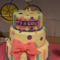 Baby Shower I made this cake in MMF except for the bow the sizes were 12" 9" and 6" cakes. Thank you all cake central members for your...