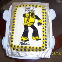 Transformers Vanilla cake with buttercream dream icing and FBCT.